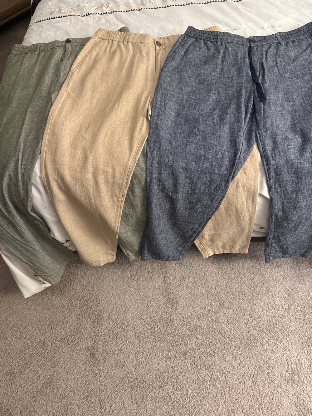 Banana Republic Elastic-Waist Linen Joggers - Olive, Beige, Blue